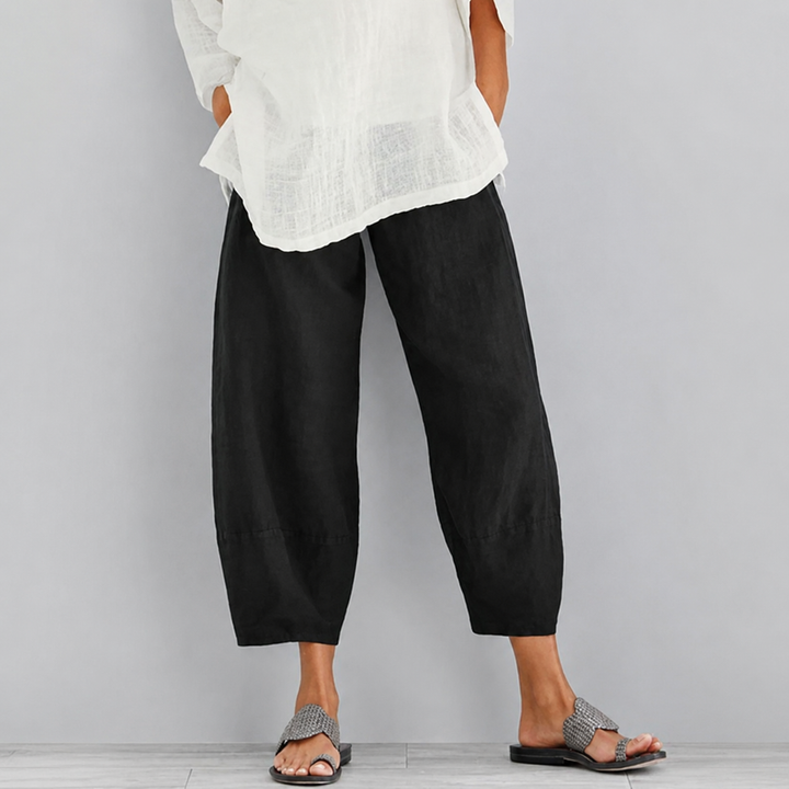 Women’s relaxed comfort pants by Bennett and Lowe featuring soft, flowy fabric and a casual fit for everyday wear.