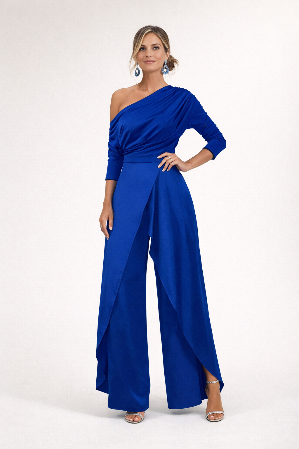 Paula | One-Shoulder Draped Wide-Leg Jumpsuit for Women