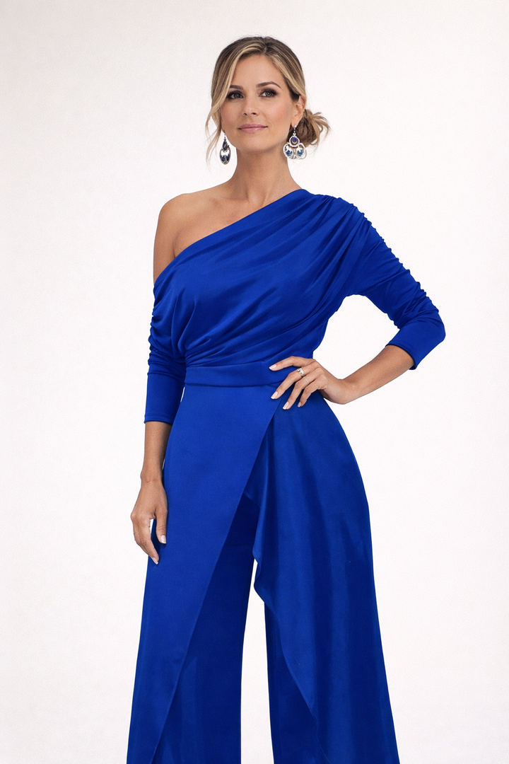 Paula | One-Shoulder Draped Wide-Leg Jumpsuit for Women