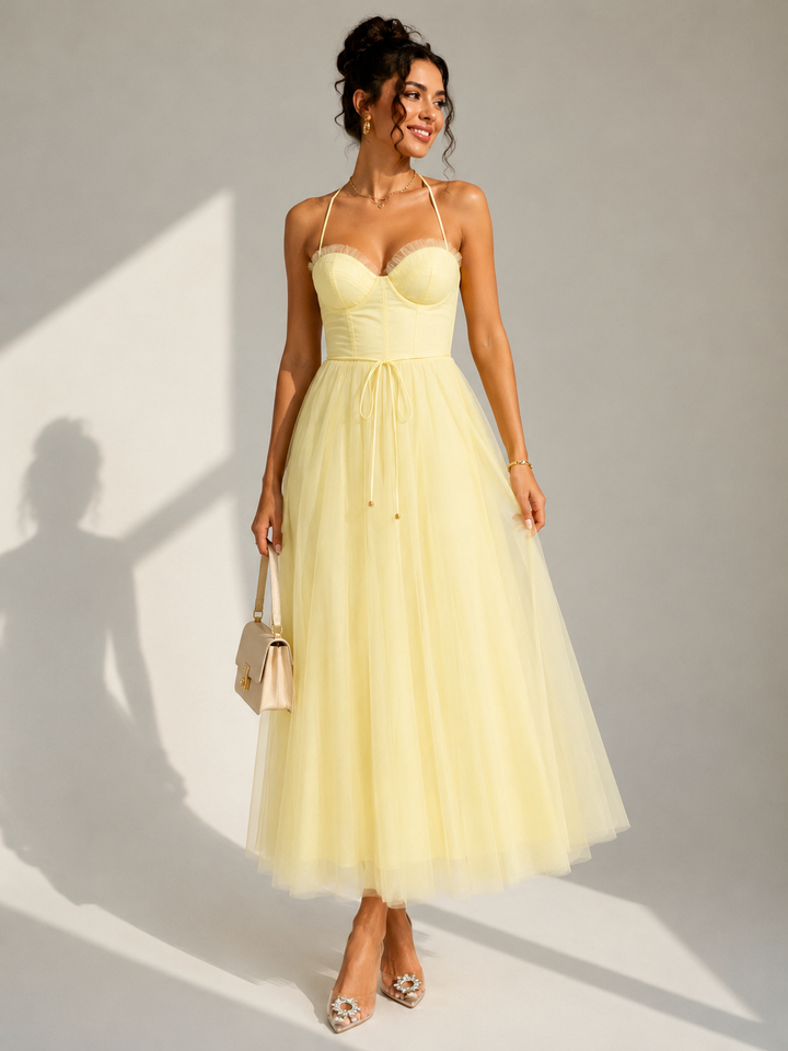 Amanda | Cinched Waist Midi Dress for Women