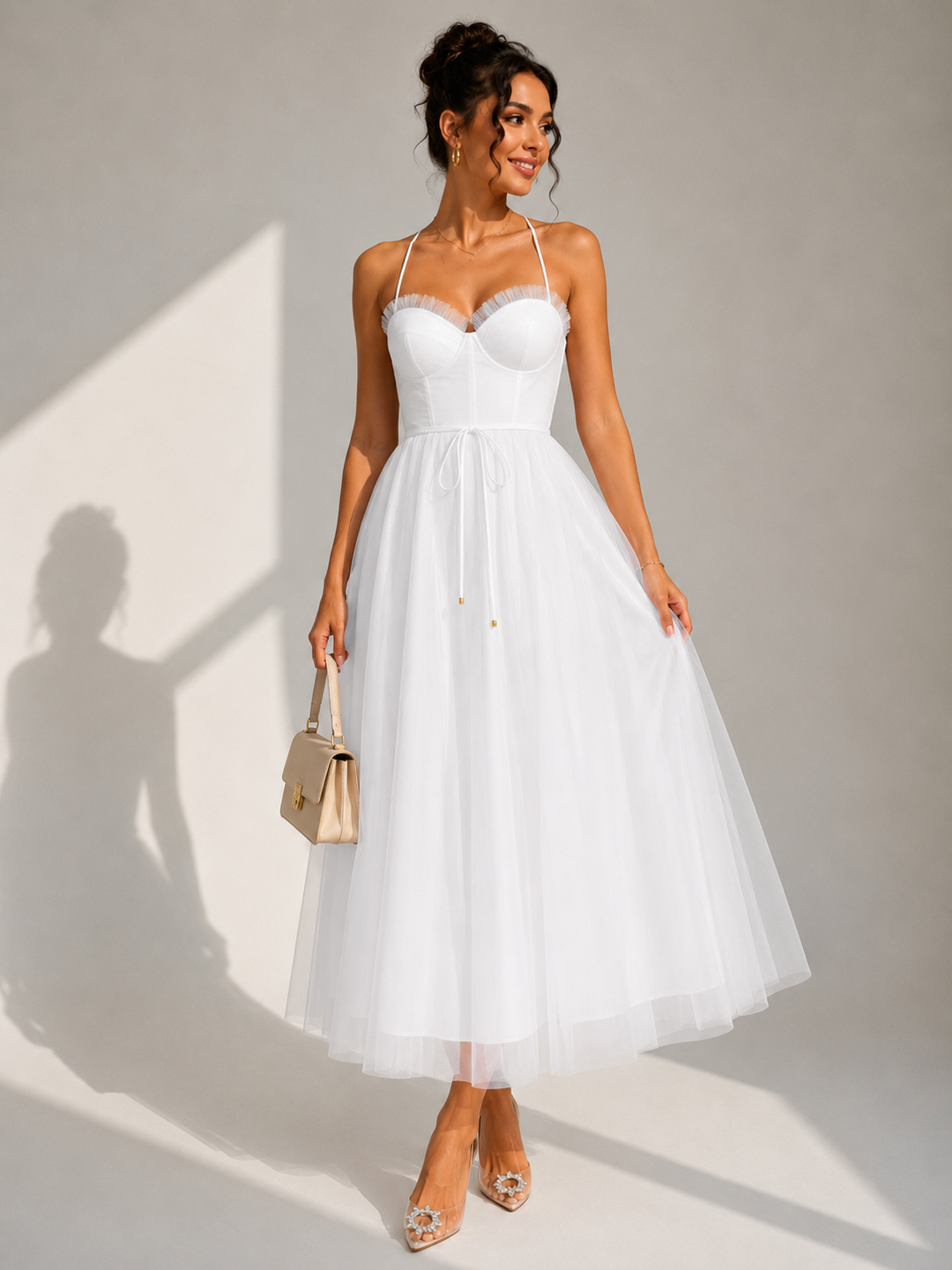Amanda | Cinched Waist Midi Dress for Women