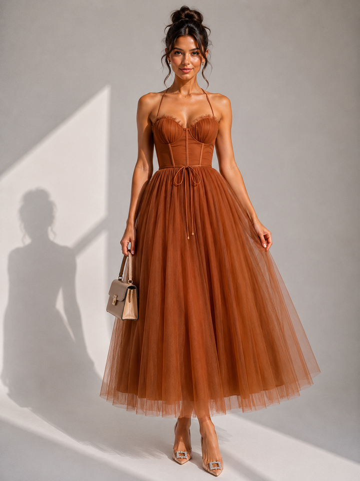 Amanda | Cinched Waist Midi Dress for Women