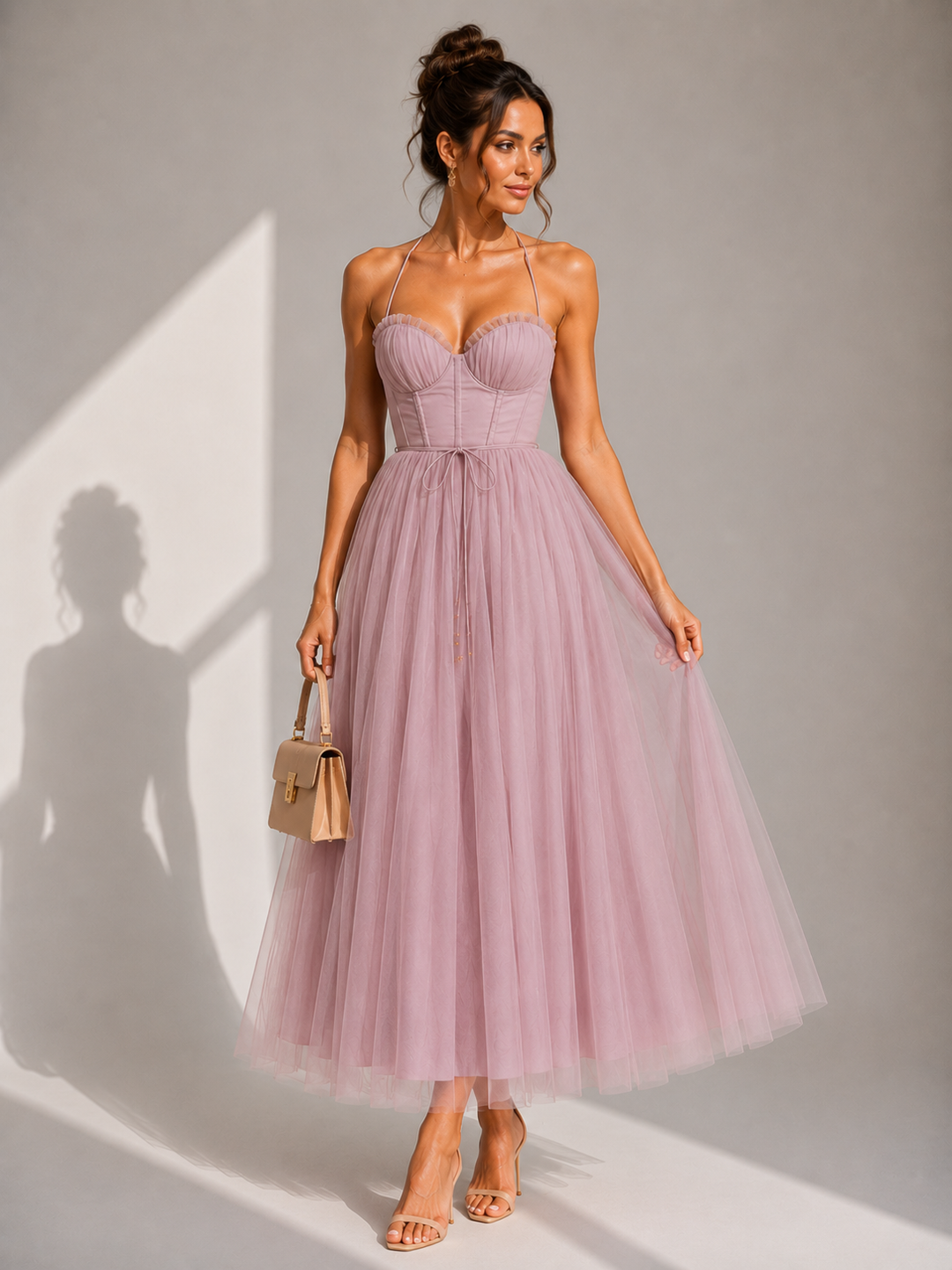 Amanda | Cinched Waist Midi Dress for Women