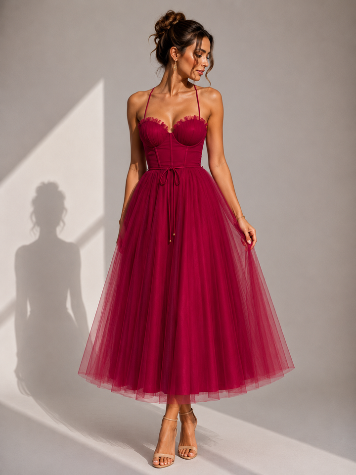 Amanda | Cinched Waist Midi Dress for Women