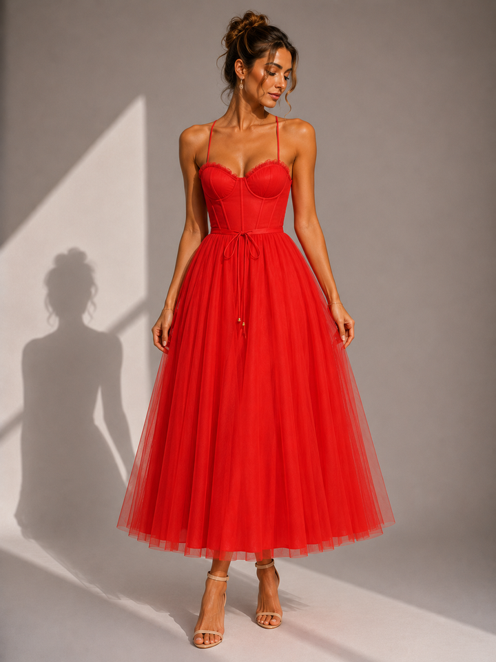 Amanda | Cinched Waist Midi Dress for Women