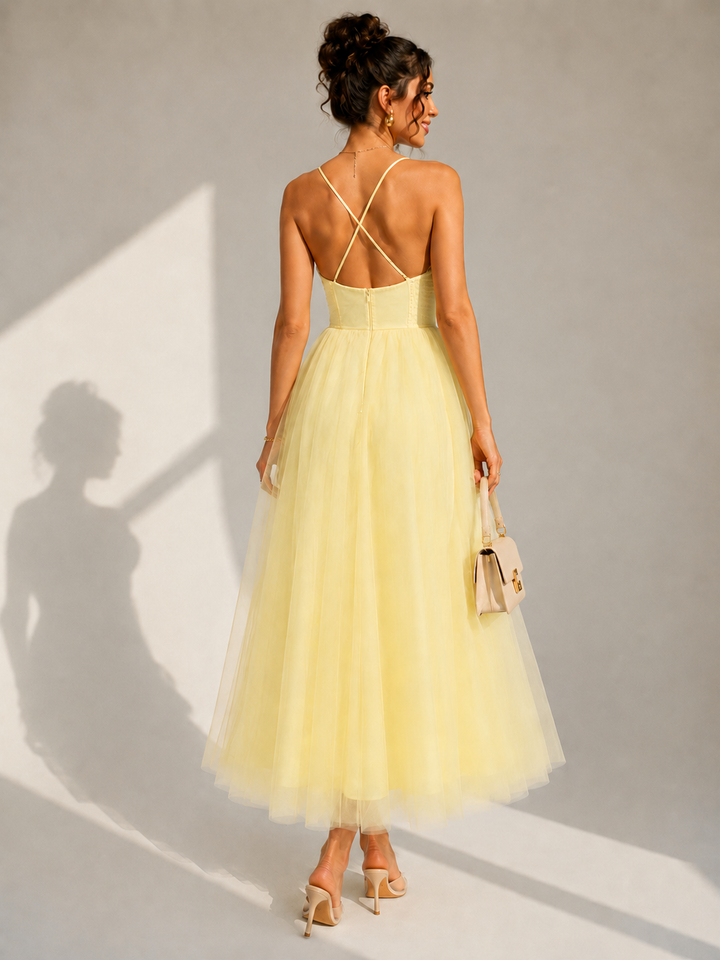 Amanda | Cinched Waist Midi Dress for Women