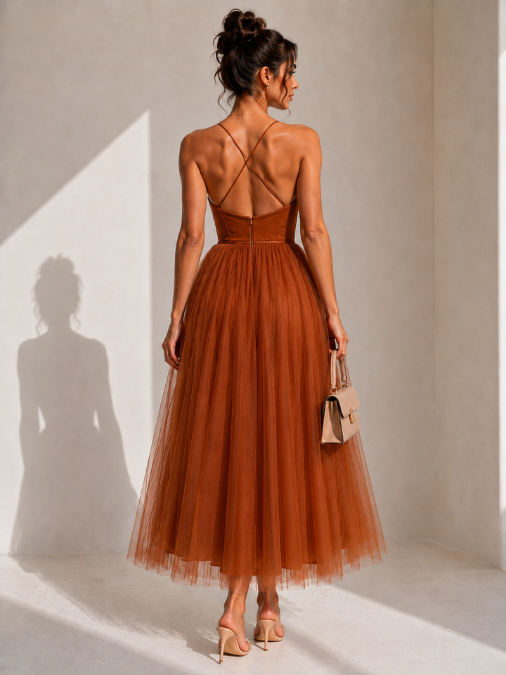 Amanda | Cinched Waist Midi Dress for Women