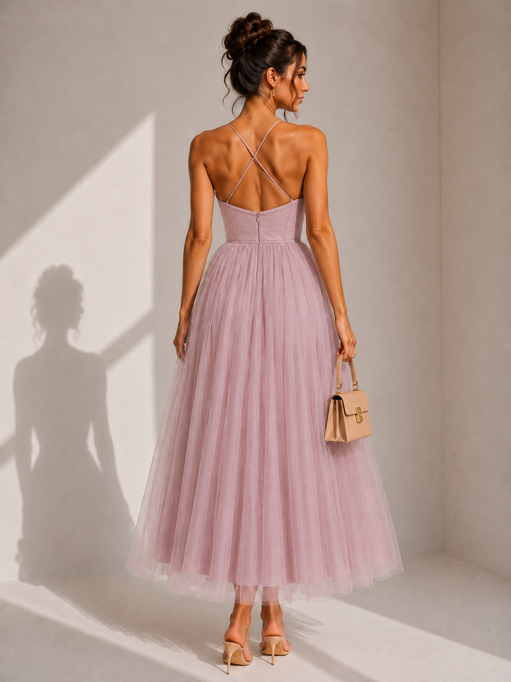 Amanda | Cinched Waist Midi Dress for Women