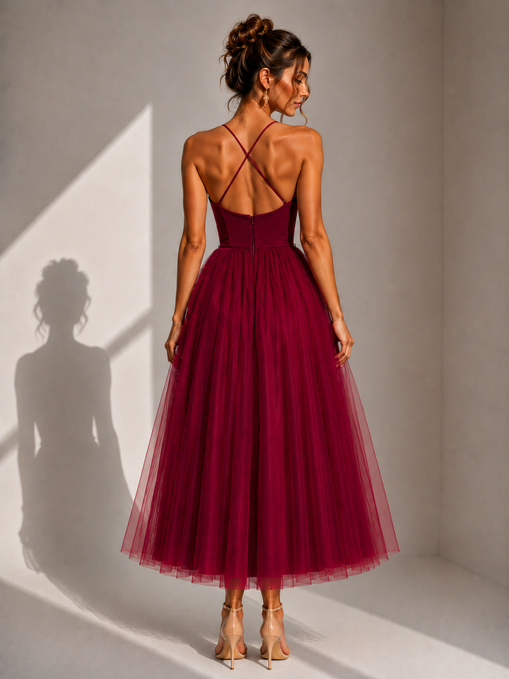 Amanda | Cinched Waist Midi Dress for Women