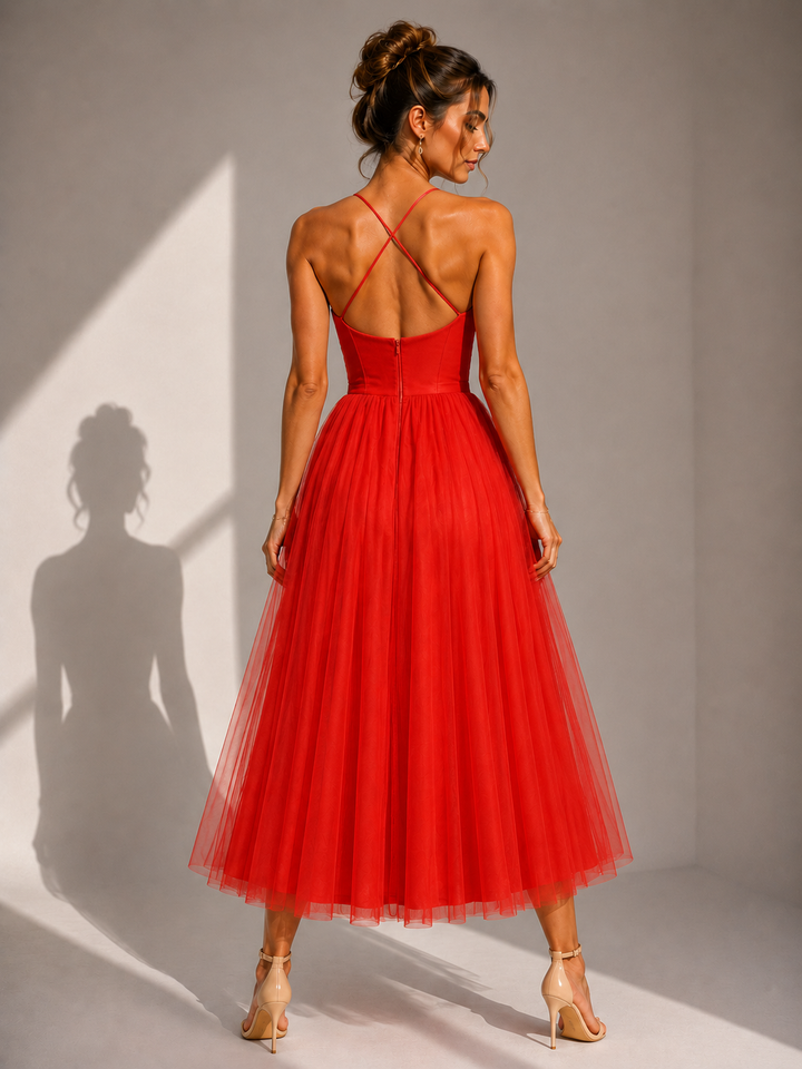 Amanda | Cinched Waist Midi Dress for Women