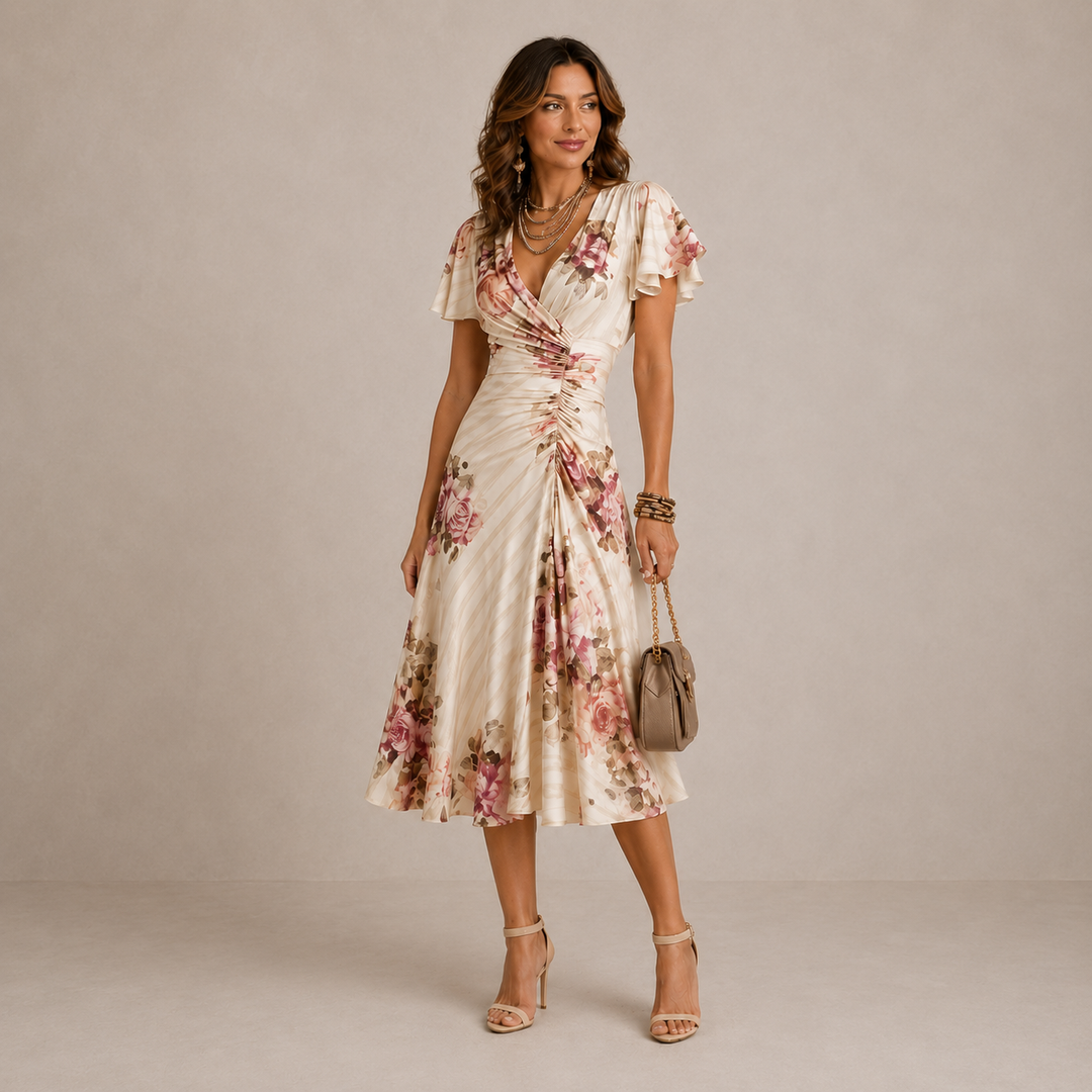 Vanessa | Pleated Midi Dress for Women