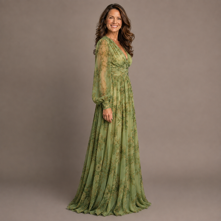 Delaney | Floral Ruffle-Hem Flowing Maxi Dress for Women