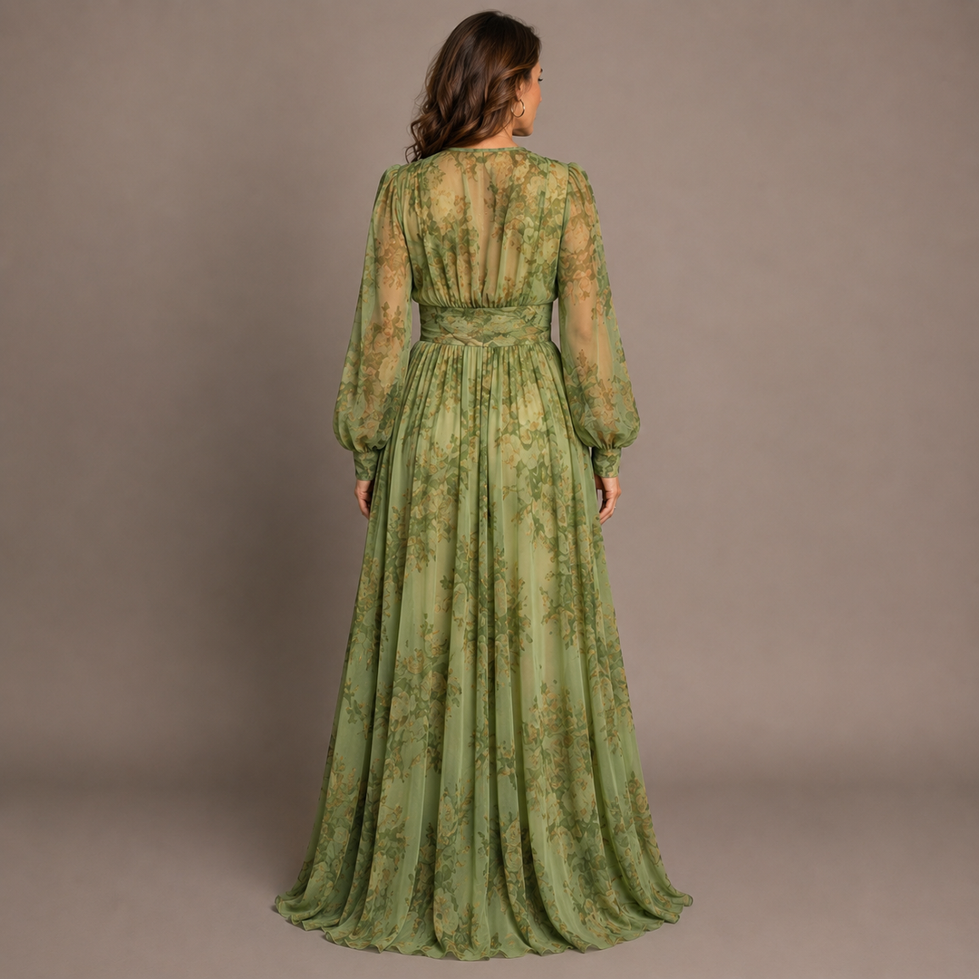 Delaney | Floral Ruffle-Hem Flowing Maxi Dress for Women