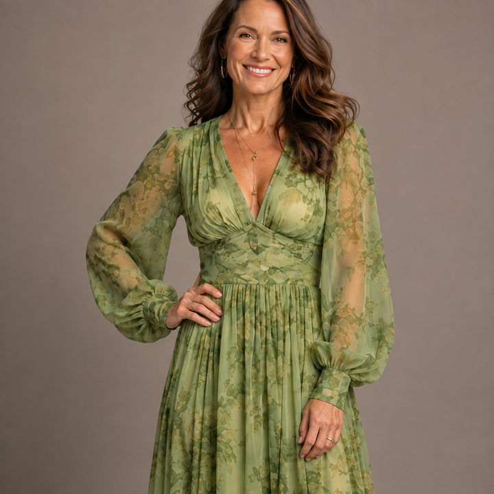 Delaney | Floral Ruffle-Hem Flowing Maxi Dress for Women
