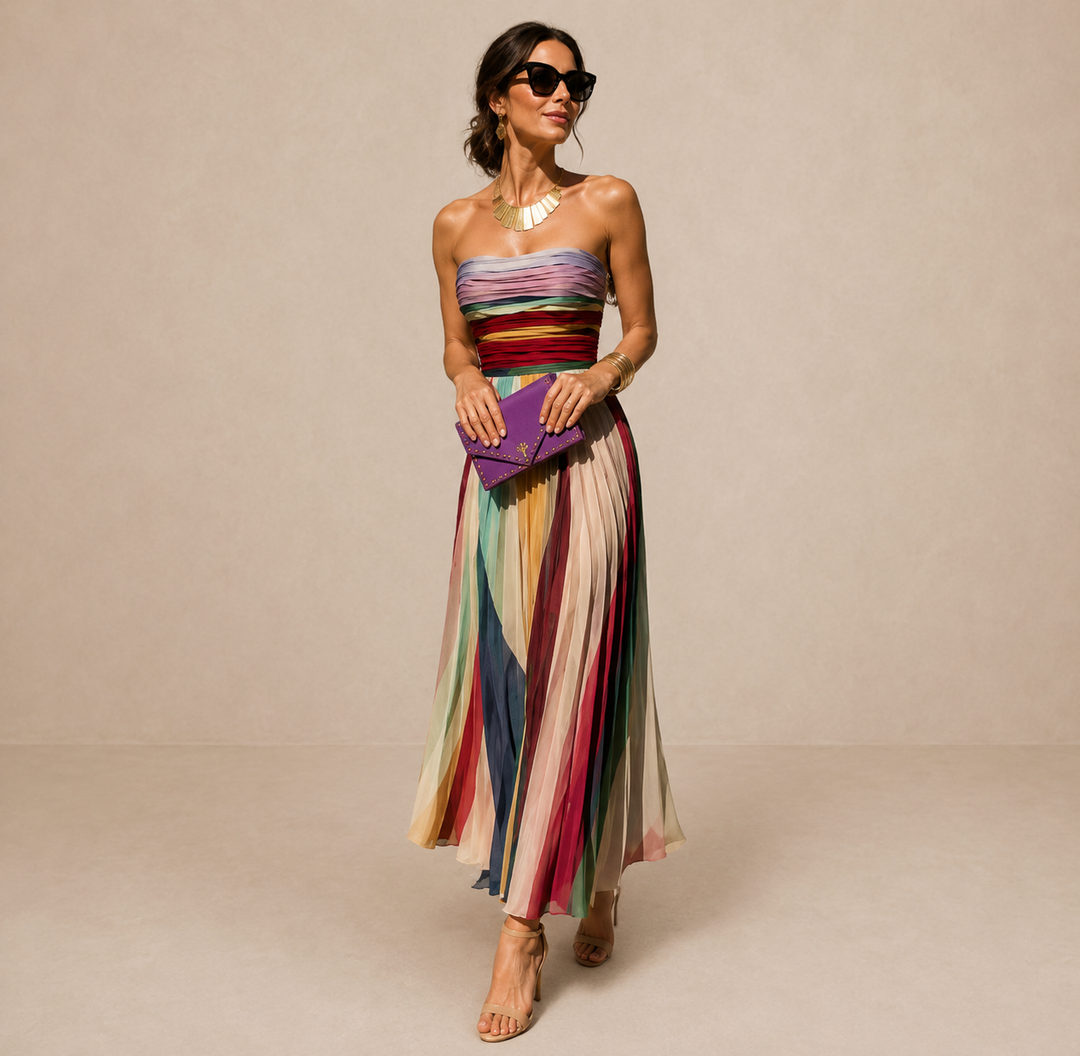 Megan | Strapless Pleated Maxi Dress for Women