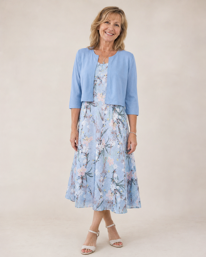 Lisa | Floral Print Midi Dress With Jacket