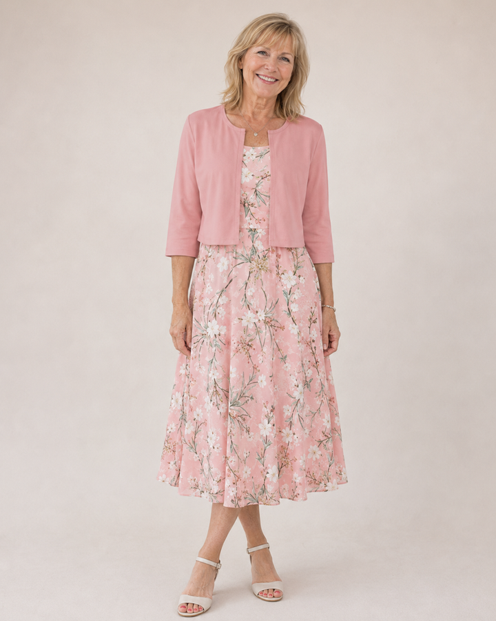 Lisa | Floral Print Midi Dress With Jacket