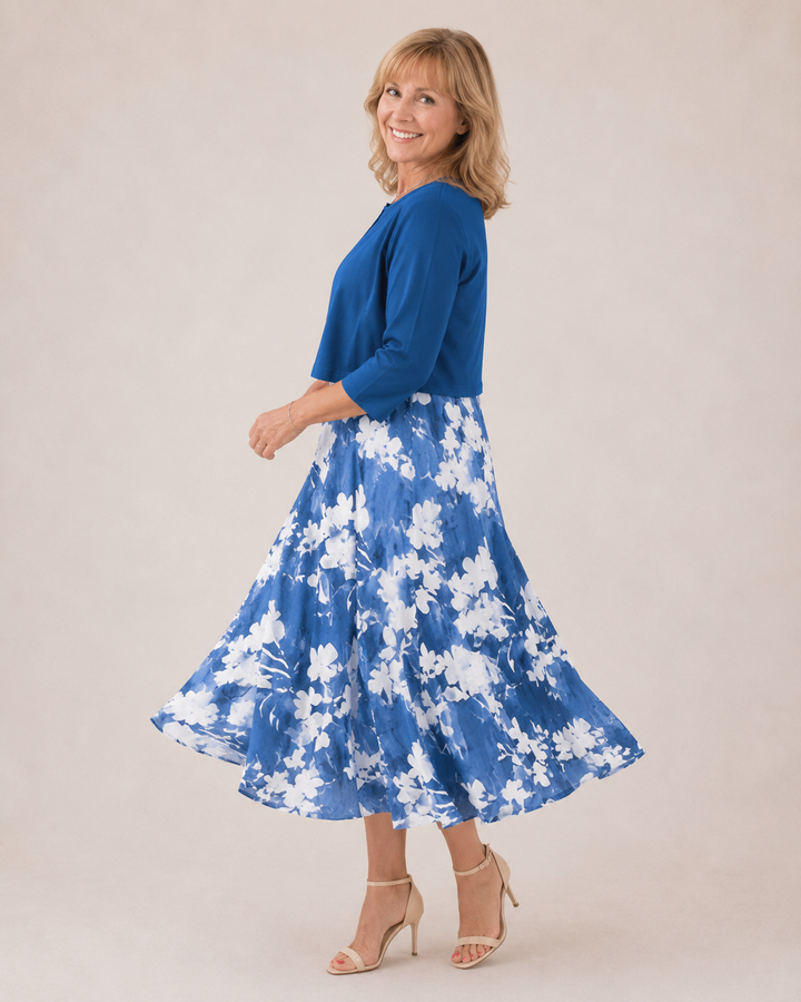 Lisa | Floral Print Midi Dress With Jacket