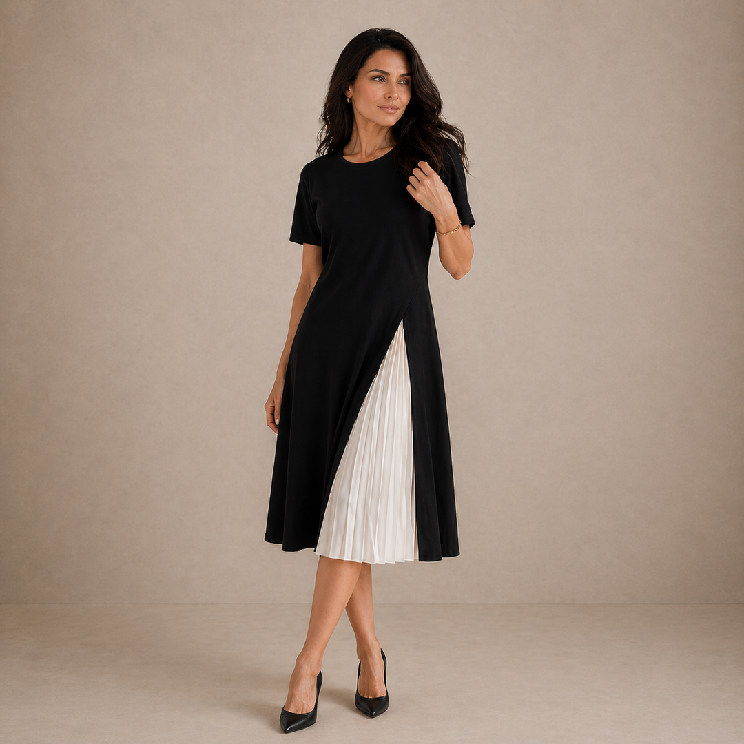 Abigail | Pleated Panel Midi Dress for Women