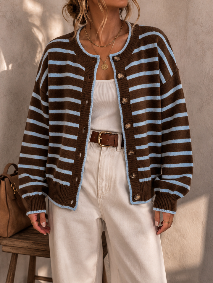 Chelsea | Striped Relaxed-Fit Knit Cardigan for Women