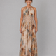 Elavenue | Halter Neck Lace Waist Maxi Dress