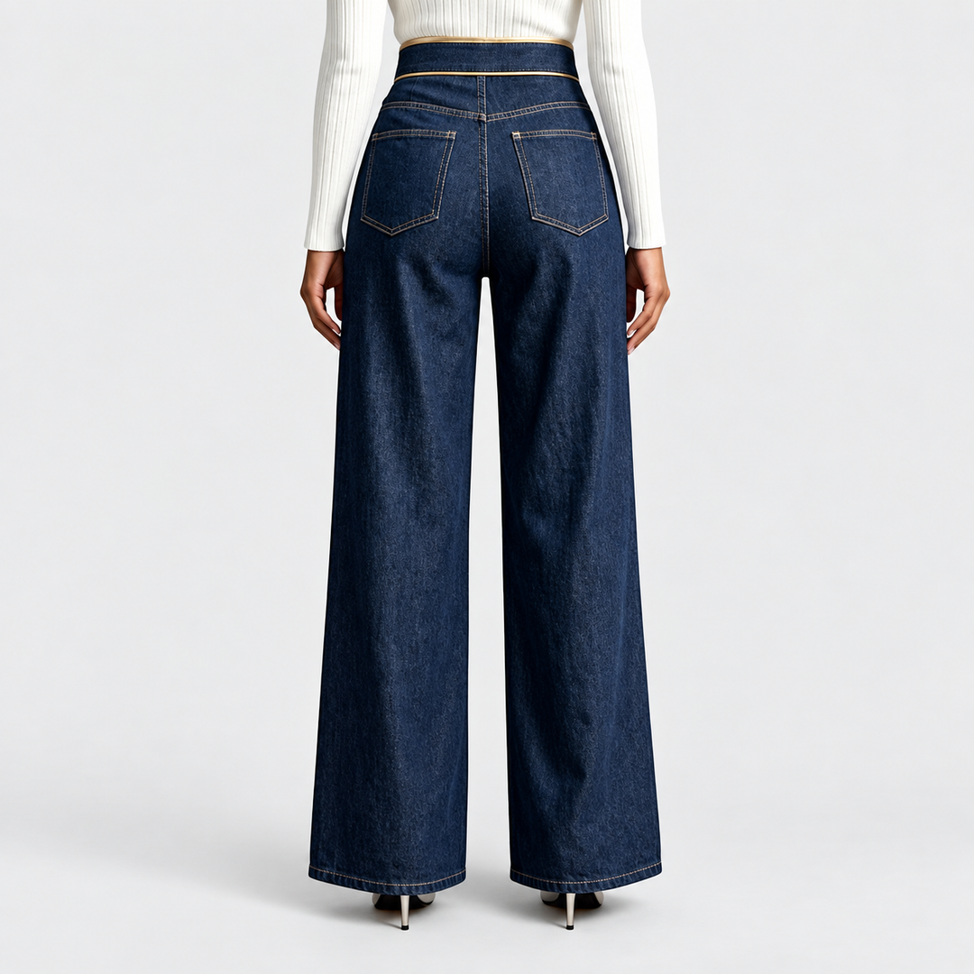 Robin | Contrast-Piped Wide-Leg Pants