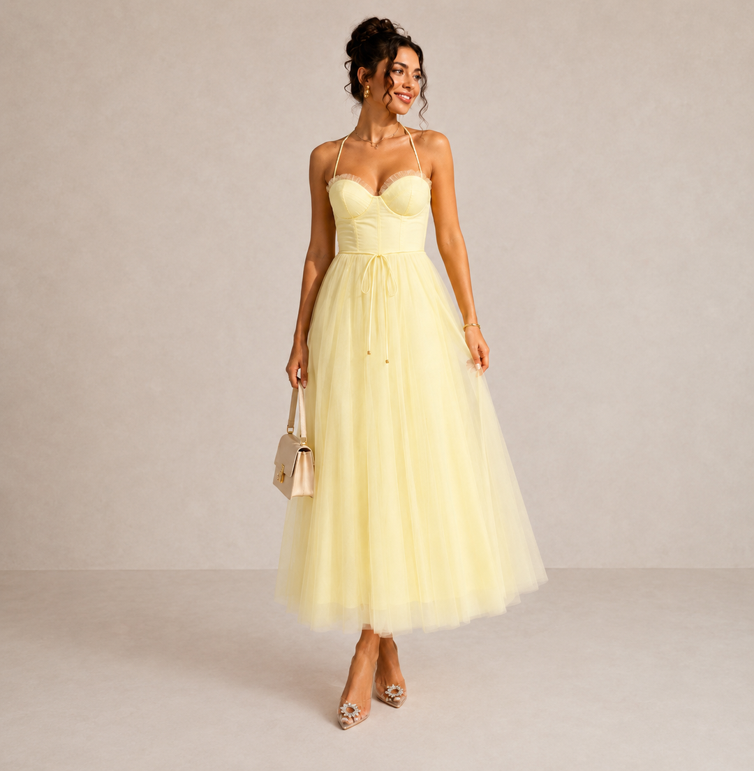 Amanda | Cinched Waist Midi Dress for Women