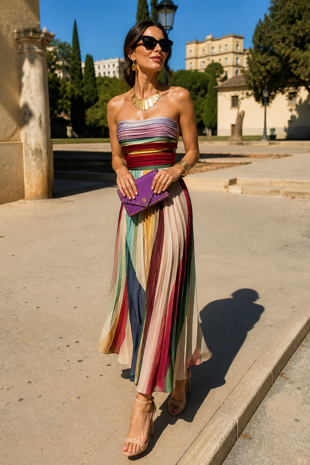 Megan | Strapless Pleated Maxi Dress for Women