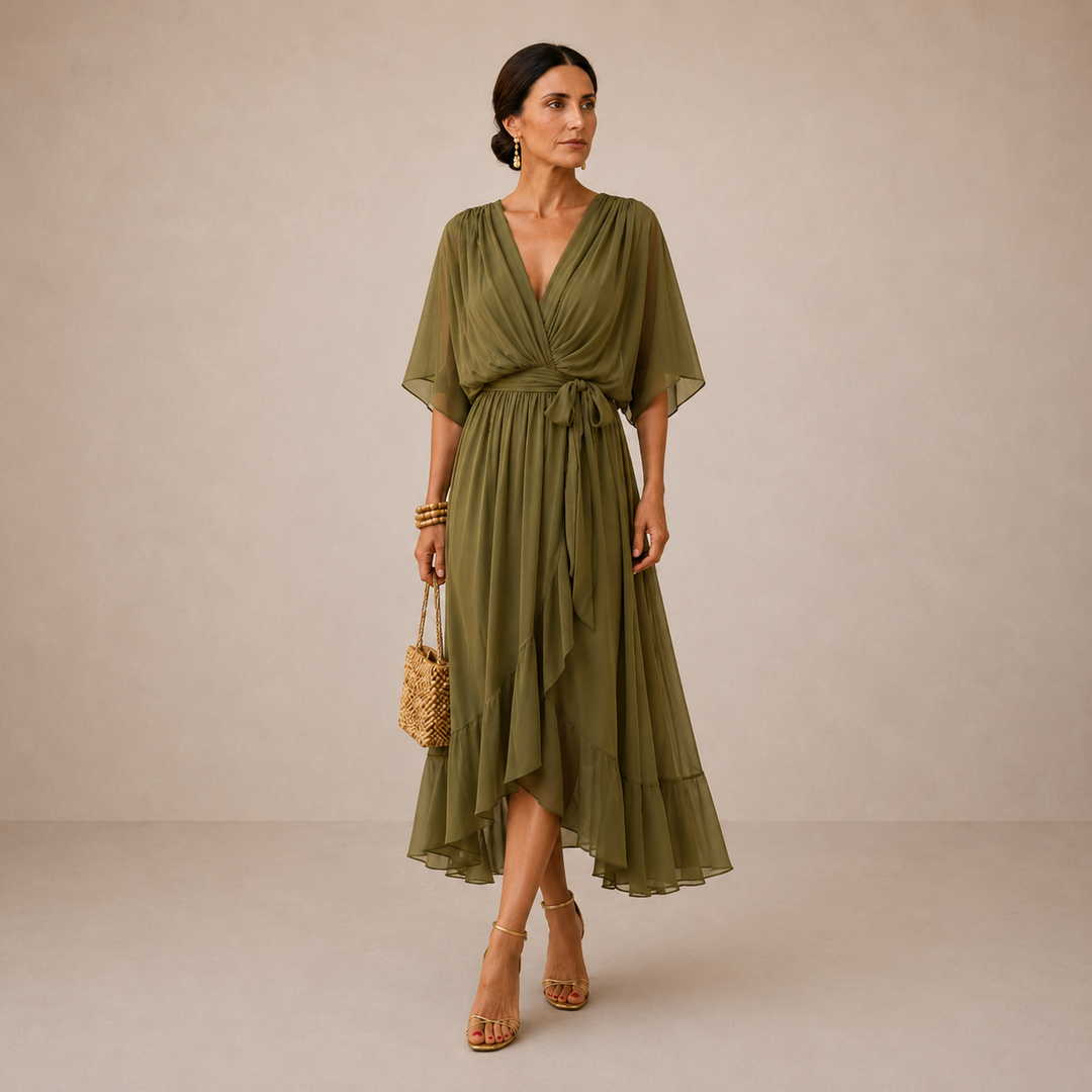 Kelsey | V-Neck Midi Dress for Women