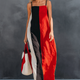 Helena | Color-Block Linen-Blend Maxi Dress