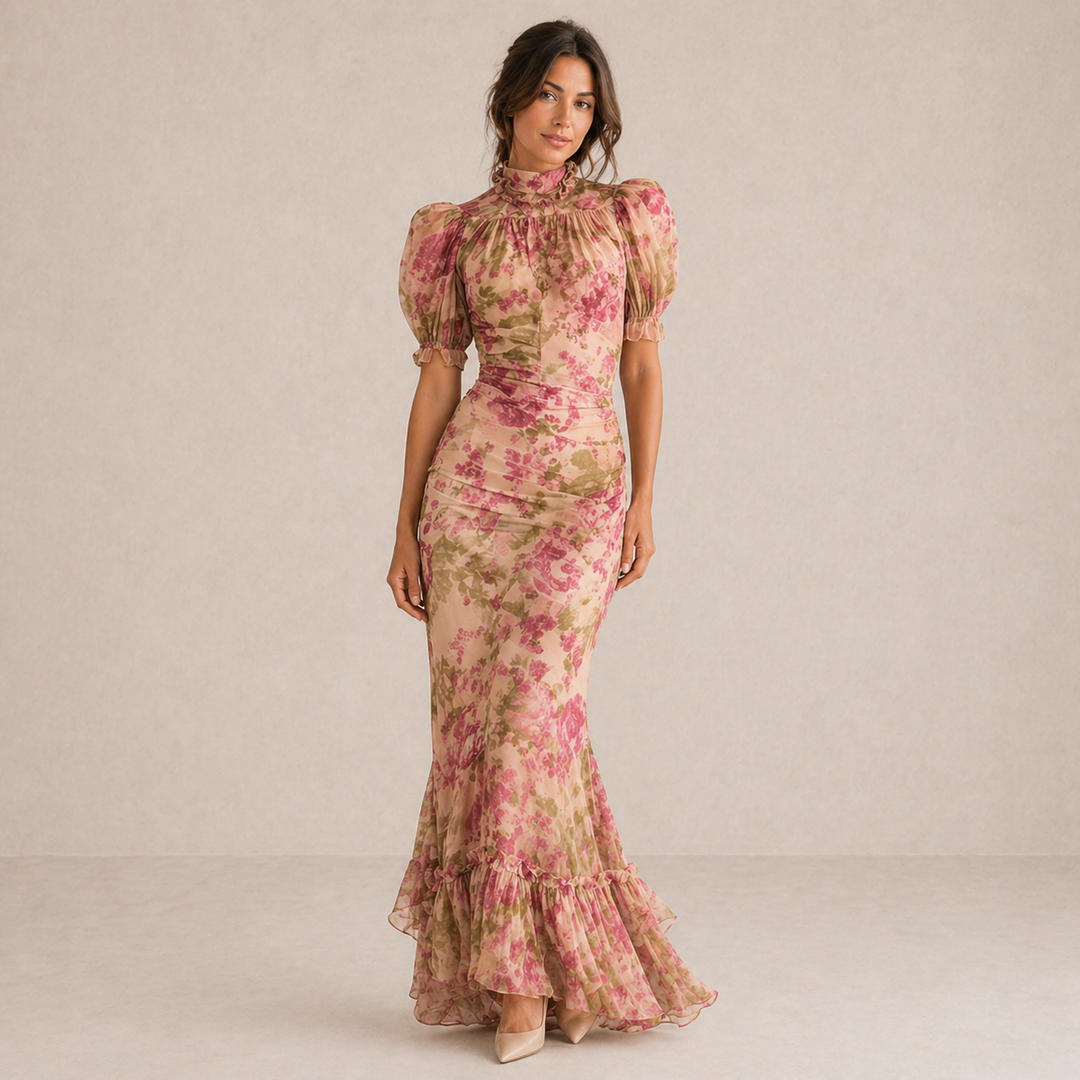 Riley | Floral Puff-Sleeve Maxi Dress for Women