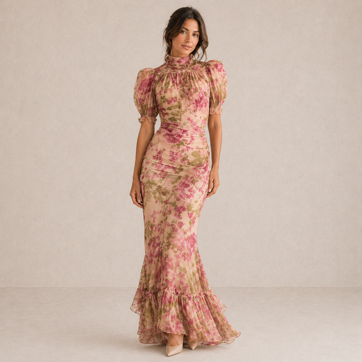 Riley | Floral Puff-Sleeve Maxi Dress for Women