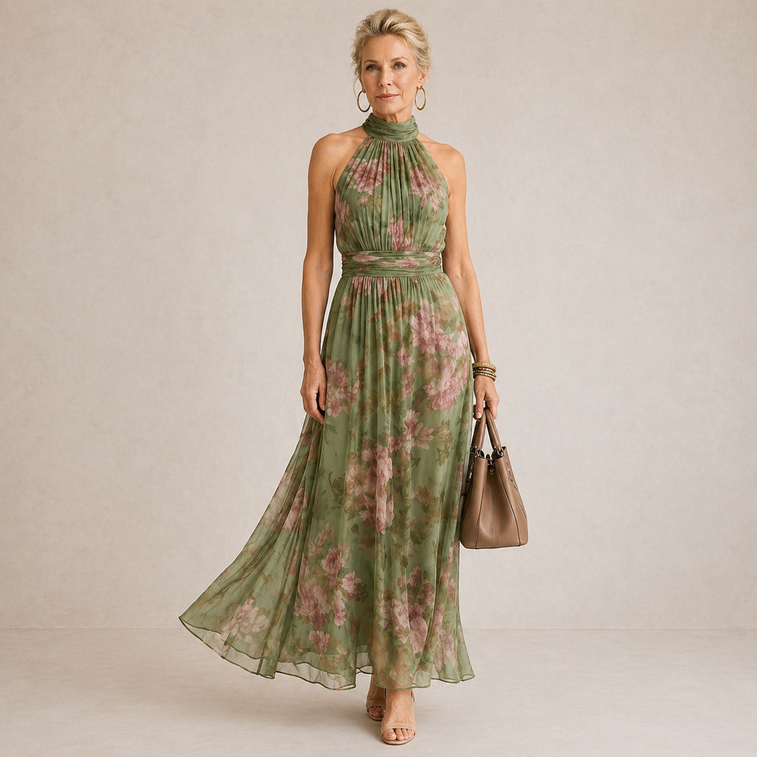 Allison | Halter Floral Midi Dress for Women