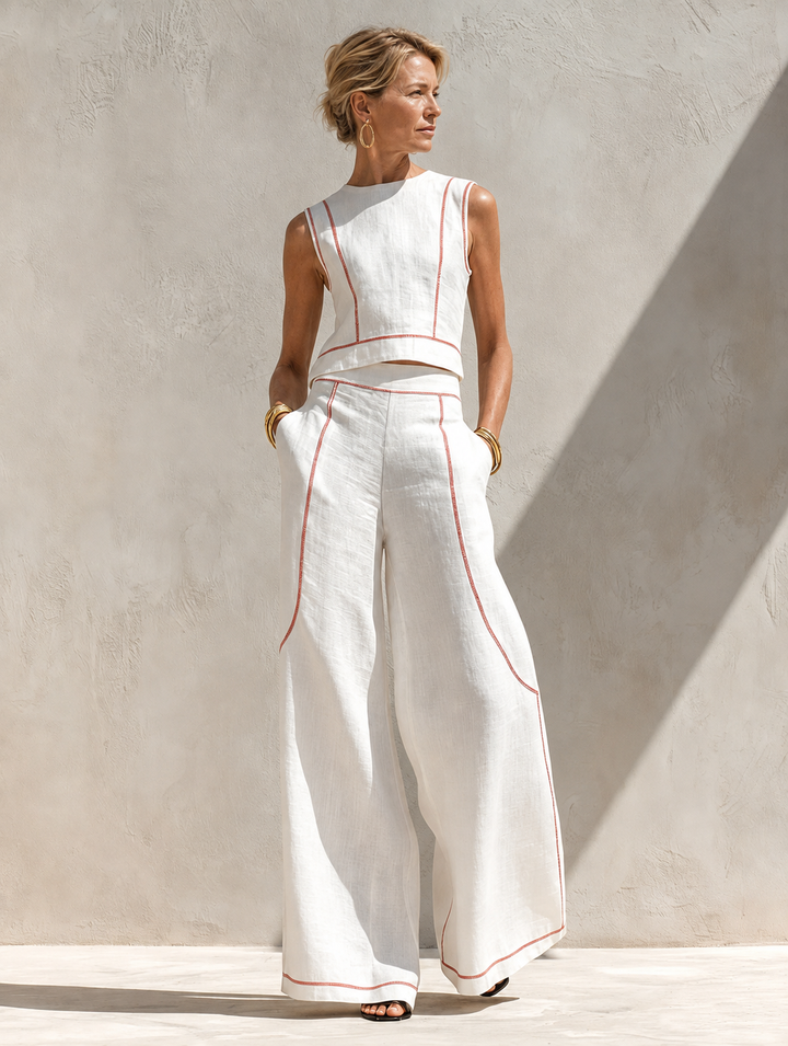 Bennett and Lowe Sienna two-piece effortless blend set, stylish and comfortable clothing laid out flat.
