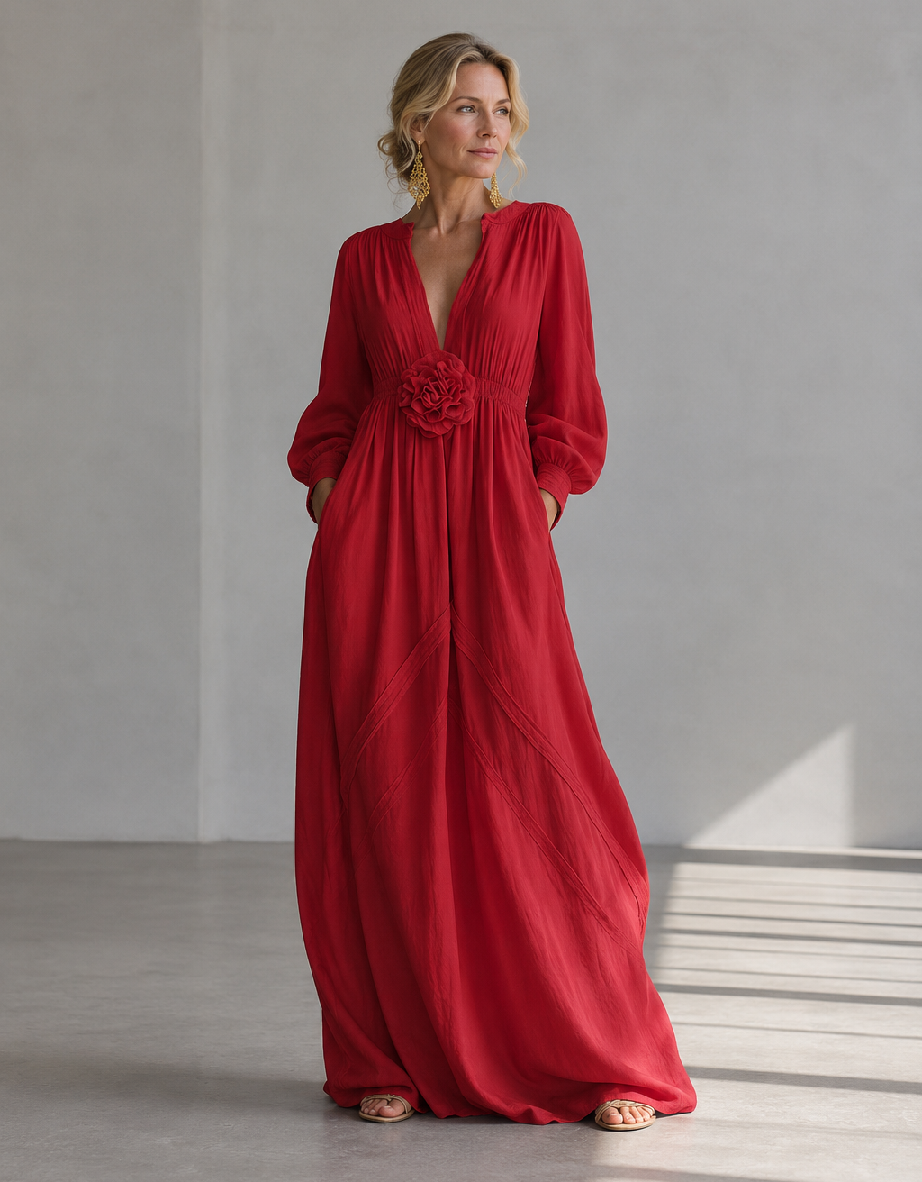 Marielle 3D floral high-waist maxi dress by Bennett and Lowe, featuring a flowing silhouette with intricate floral details.