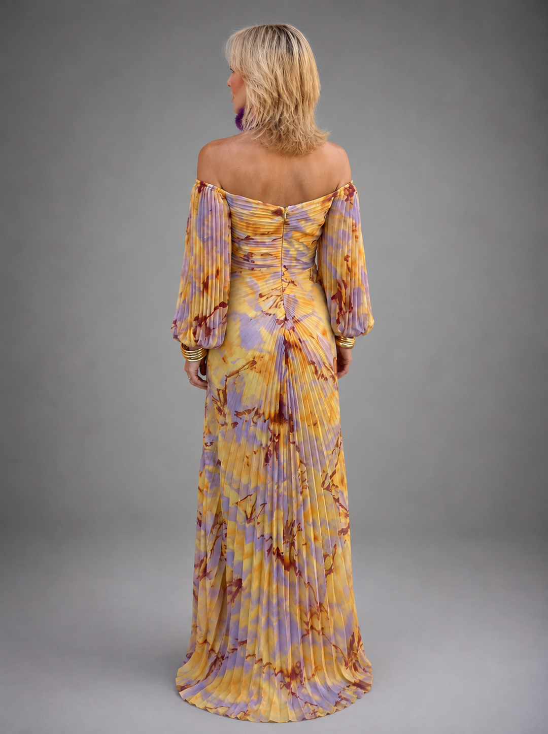 Floral deep-V maxi dress for women by Bennett and Lowe, featuring a flowing silhouette and vibrant floral pattern.