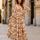 Ynah | Floral Pleated Maxi Dress