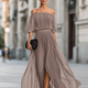 Rosalind | Off-Shoulder High-Waist Chiffon Maxi Dress