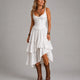 Marisol | Corset Tiered Lace-Trim Midi Dress