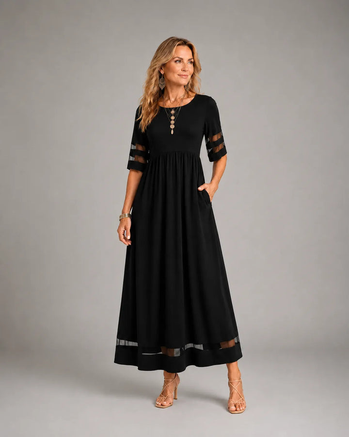 Olivia Newyork Country Muse Aubrey Tummy-Smoothing A-Line Midi Dress, elegant country-inspired dress with flattering silhouette.