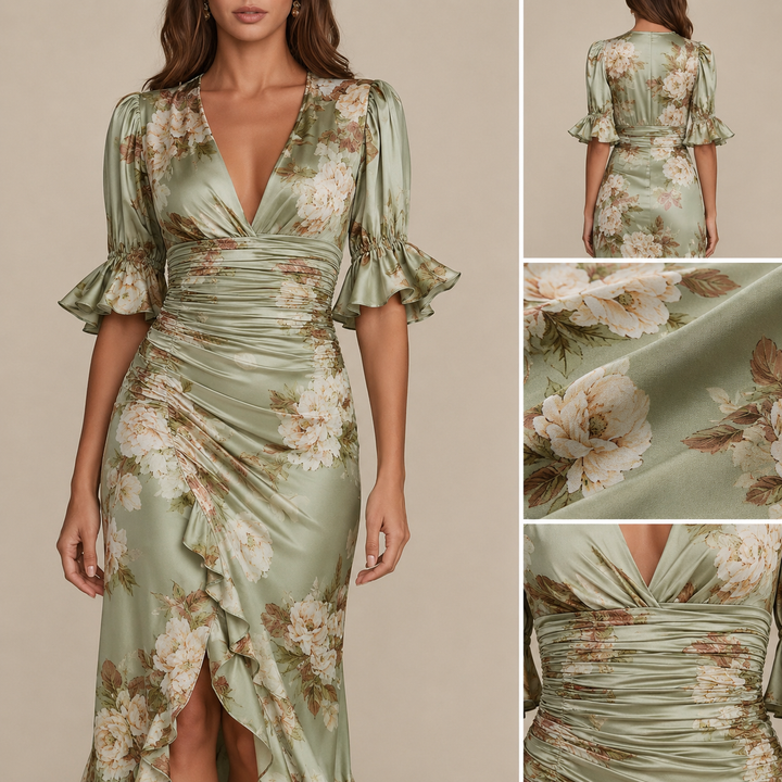 Katherine | Ruched Floral Maxi Dress for Women