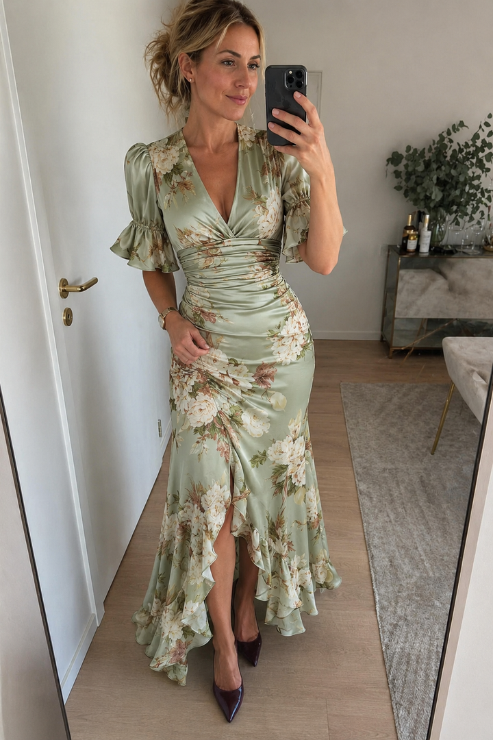 Katherine | Ruched Floral Maxi Dress for Women