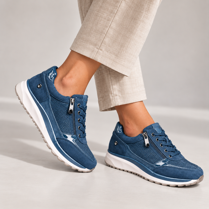 Bennett and Lowe Calliope side-zip sparkle lace-up sneaker in a close-up product view