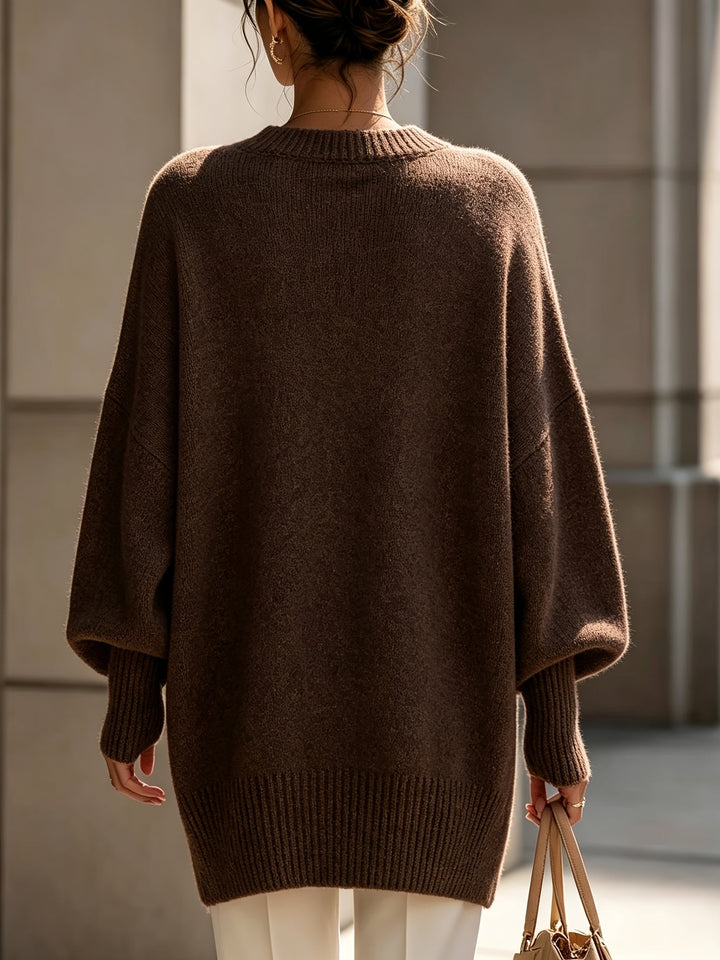 Bennett and Lowe Sorrel oversized batwing crew sweater in coffee brown