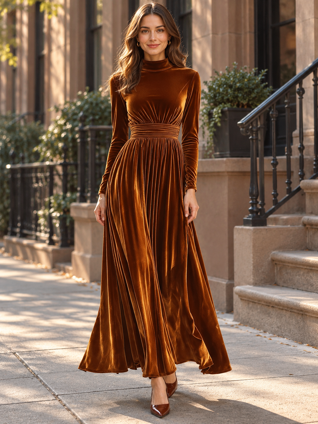 Teresa | Long-Sleeve Flared Maxi Dress