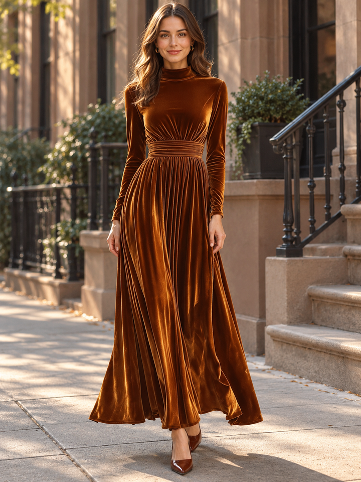 Teresa | Long-Sleeve Flared Maxi Dress