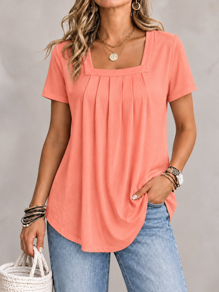 Valina | Pleated Square Neck Top