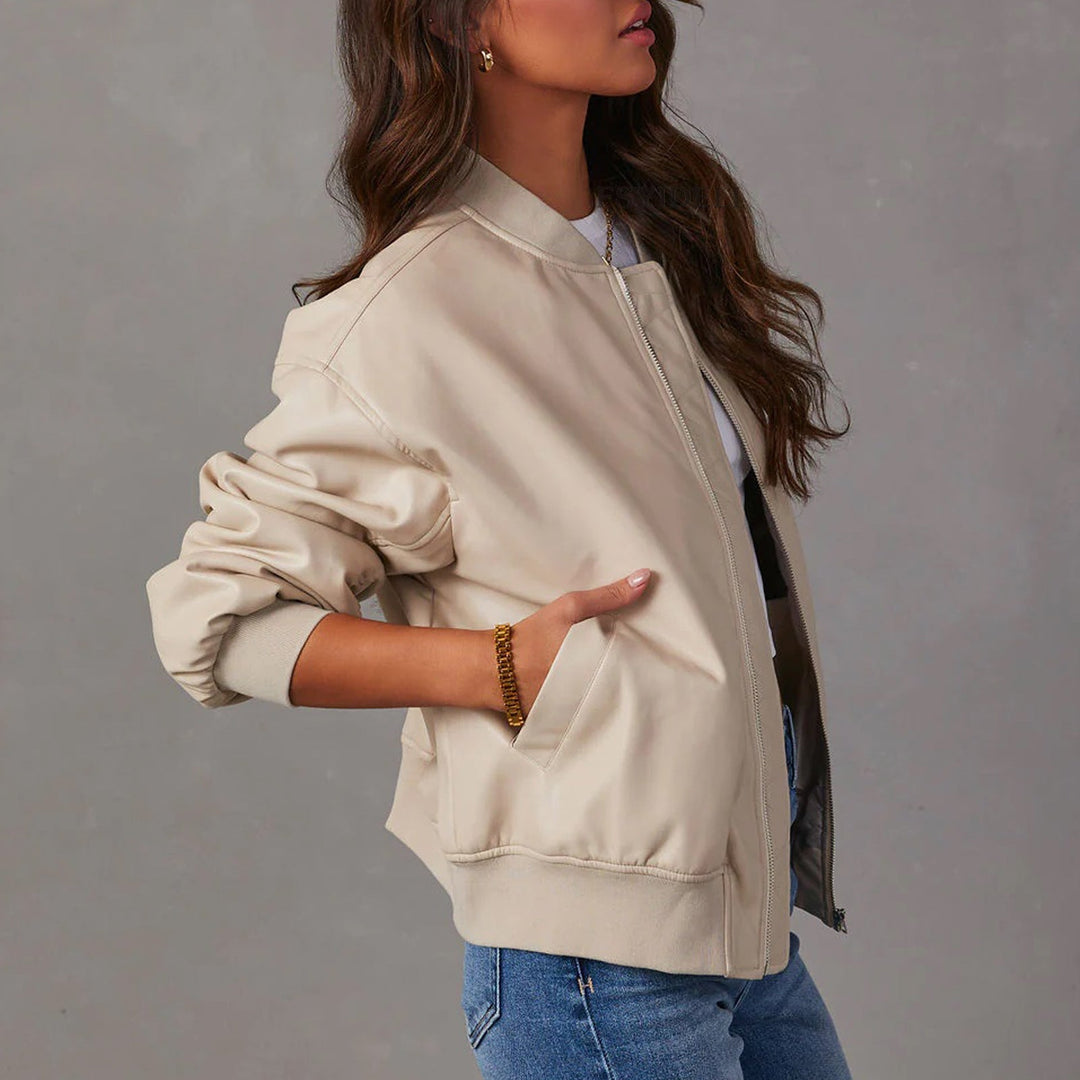 Bennett and Lowe Odile oversized zip-up bomber jacket in a relaxed silhouette