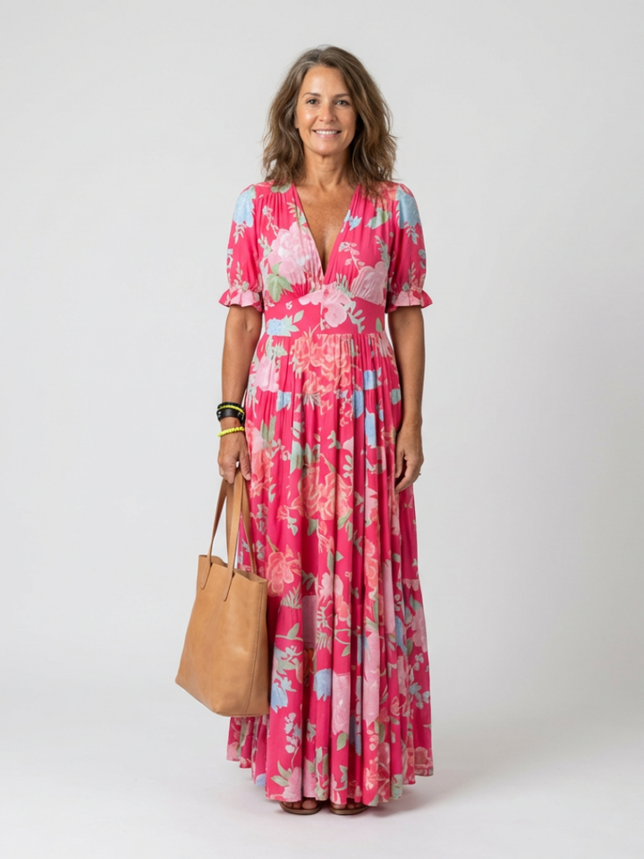 Lacey | Floral V-Neck Maxi Dress for Women