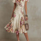 Alba | Elegant Floral Ruched Wrap Midi Dress